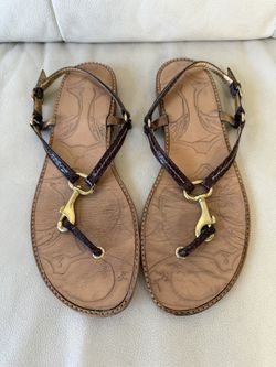 Coach Brown Leather Sandal Footbed, size 8