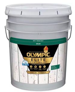 Olympic Elite Solid Stain + Sealant White Tintable Base 1 - 4.68 Gallon Buckets