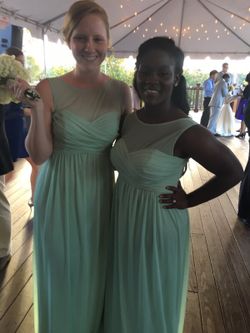 Pastel green illusion neckline prom/formal/bridesmaid dress
