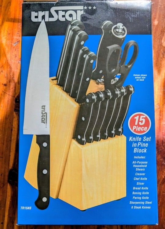 15 Piece Butcher Block Knife Set