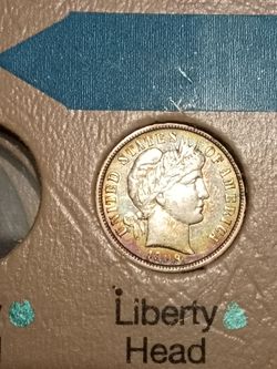 1909-D key date great condition rainbow toned barber dime