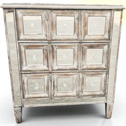 Mirrored Chest 3 Drawer 9 Cubby Entry Cabinet Dresser Nightstand Modern Chic Mirror