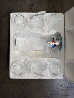 Glass Entertaining Set of  7 Glasses and Pitcher