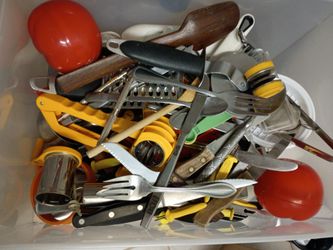 Big box of kitchen utensils