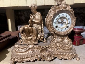 Antique Figural Mantel Clock with Roman Warrior