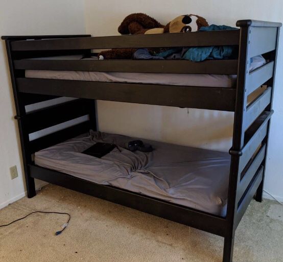 Bunk beds with mattresses