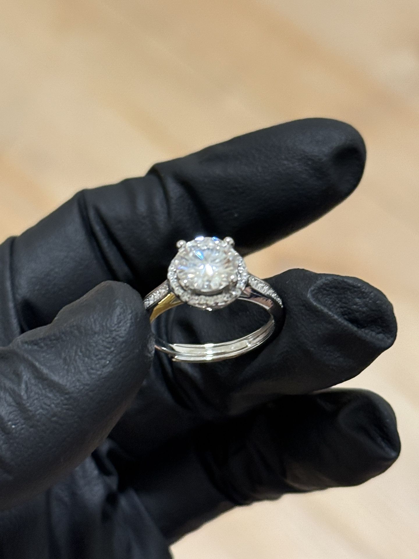 Moissanite Engagement Ring Halo Round Cut