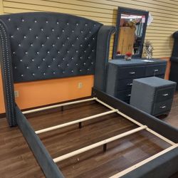 Four Piece Queen Bedroom Set Queen Bed Frame Dresser And  Night Stand