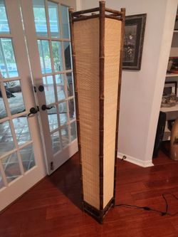 Bamboo column floor lamp