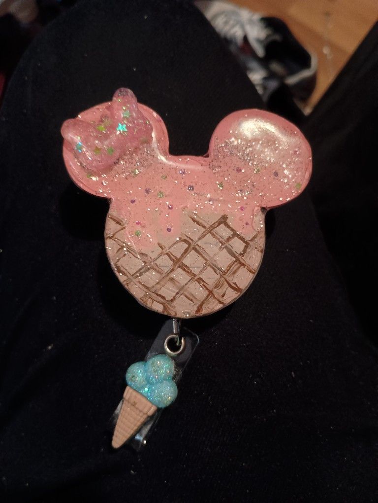 Ice Cream Themed Mini Mouse Badge Reel