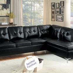 Black Leather Sectional Couch By Homelegance 💞Financing Available 