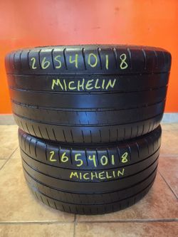 265 40ZR 18 MICHELIN PILOT SUPER SPORT TIRES 2654018 USED TIRES (PAIR) MOUNT BALANCE INCLUDED