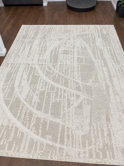 Large Abstract Area Rug Ivory Beige