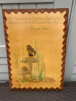 Vintage Print On Wood 18”c12”