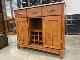 Light Wood Top Sideboard Buffet with Wine Rack
