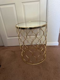 Gold Metal Side Table with Glass Top