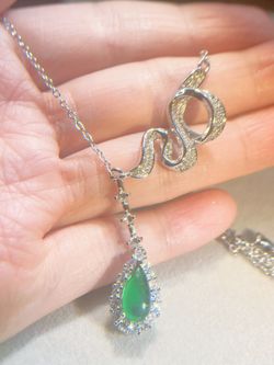 Natural Chalcedony necklace S925 Sterling Silver, Gem Grade,High Quality Green C