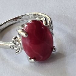 CLARET RED NEW SIZE 7  QUALITY TITANIUM SILVER FOREVER WEAR RING