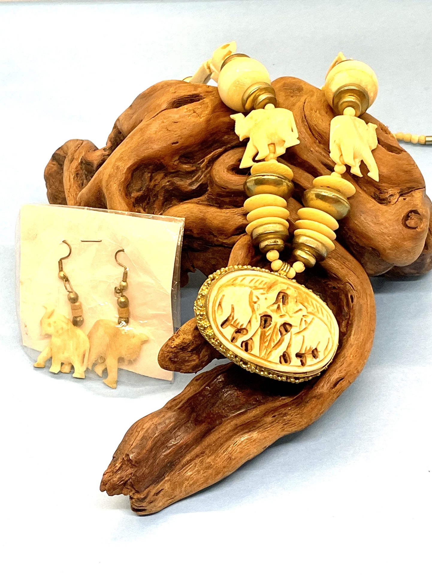 Vintage Brass Elephant Necklace