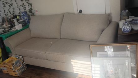 Beige Fabric Three-Seat Sofa