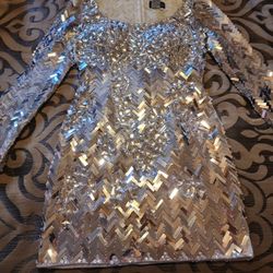 Silver Mirror Dress Size Small Hot Miami Styles