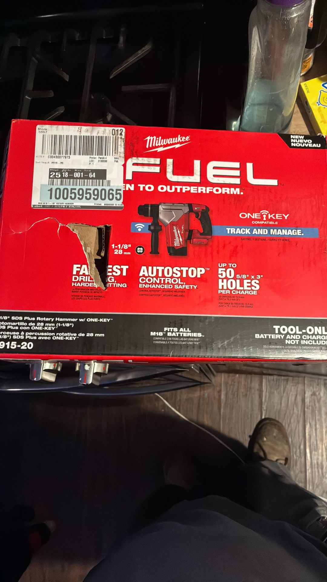 Milwaukee Fuel M18 1-1/8” SDS Plus Rotary Hammer W/ One Key