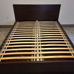 Queen size bed frame with large storage drawers
