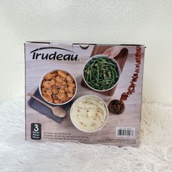 Trudeau Serving Bowl Set White 3-piece Piece Porcelain Salads Side
