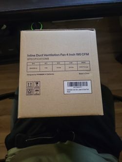 Inline Duct Ventilation Fan 4inch 195 CFM