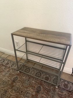 3-Tier Metal and Wood Rack