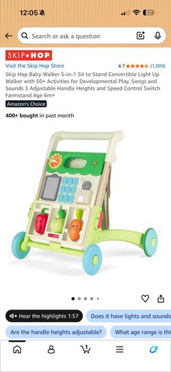 New Skip Hop 5 in 1 Sit To Stand Baby Walker