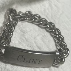 Speidel Vintage  Rhodium Electroplated ID Silver Tone Curb Chain Mens Bracelet