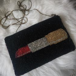Mary Frances Beaded Lipstick Phone Make Up  Clutch