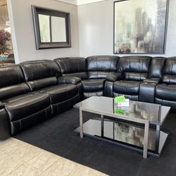 Black Or Brown Recliner Sectional FINANCE