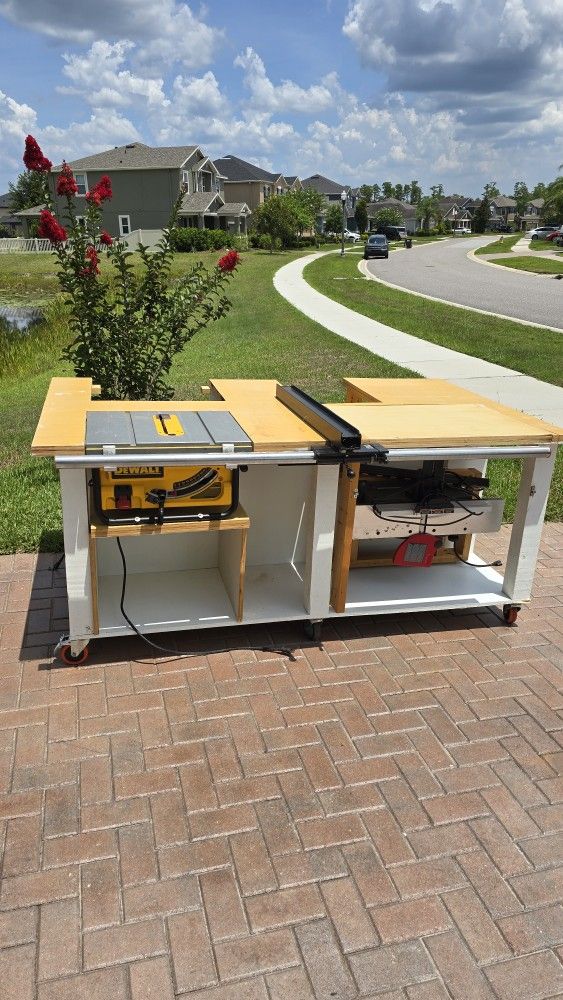 Mobile Workbench With Table saw, Miter Saw, Planer And Jointer