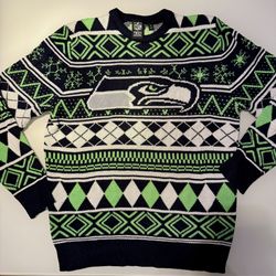 Unisex Small - Official NFL Team Apparel Seattle Seahawks Christmas Sweater Football Festive Knit 