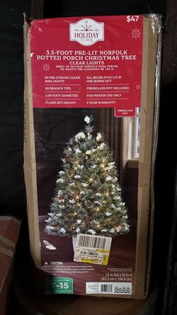 Holiday Time 3.5 Ft Pre-Lit Norfolk Potted Christmas Tree