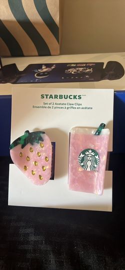 Starbucks strawberry hair clips