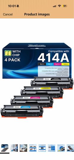 Brand new 414A Toner Cartridges 4 Pack- MFP M479fdw Replacement for hp 414a Toner cartridges 4 Pack for HP Color LaserJet Pro MFP M479fdw M479fdn M479