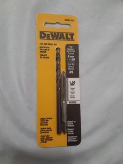 ($8) DEWALT #9 Drill and 6 mm x 1.0 NC Tap Set