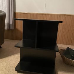Mission Style Desk( dark-walnut) & Black End Or Night Stand  Book Case 