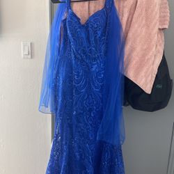 Royal blue off shoulder Mermaid Prom dress