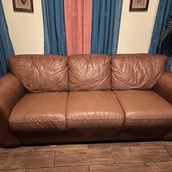 Brown Leather Sofa And Loveseat 