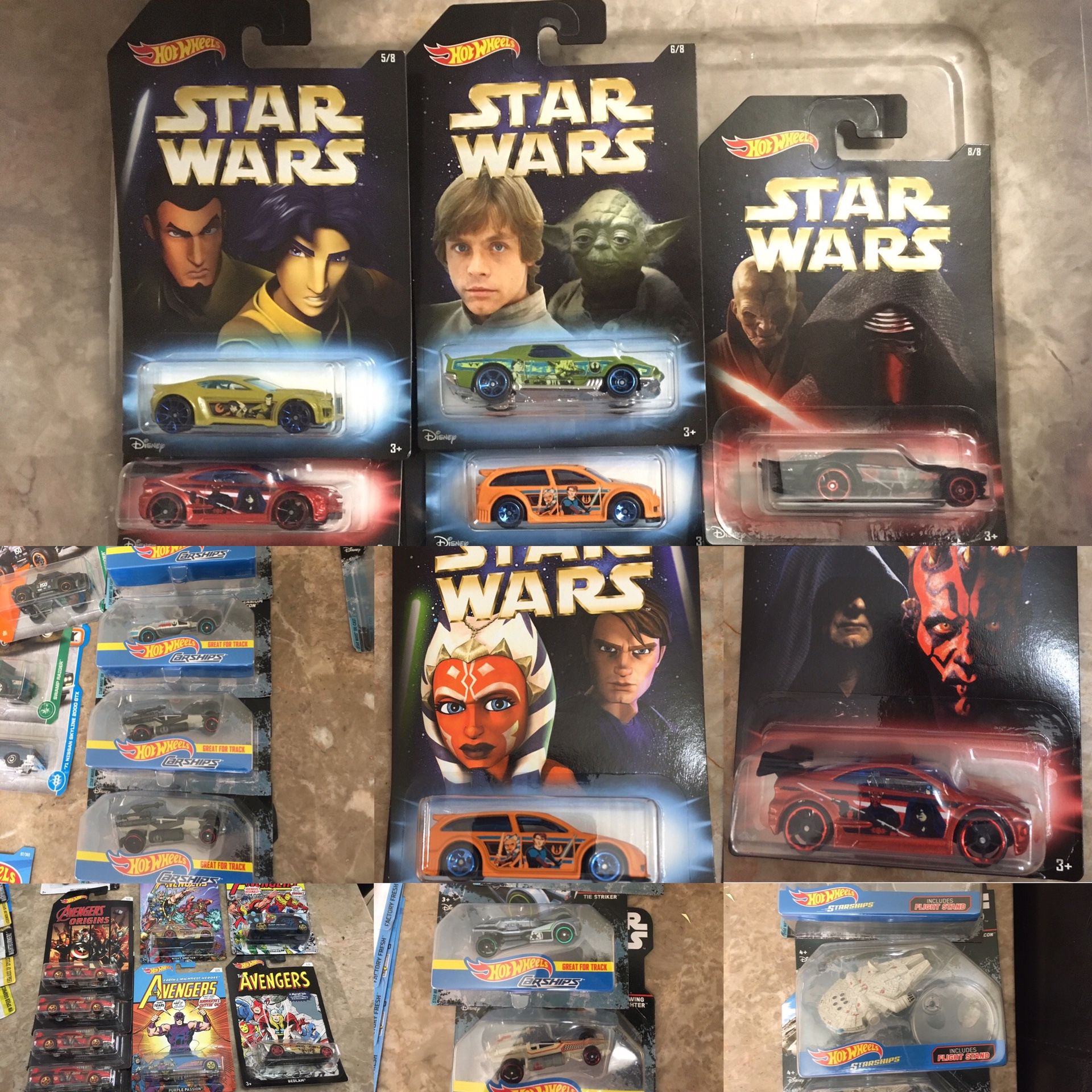 Hot wheels Disney Star Wars avengers marvel collectible die cast toy cars $2 ea