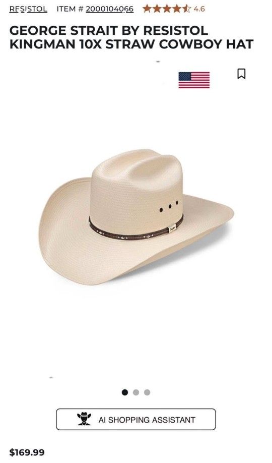 Resistol Kingman GEORGE STRAIT 10X STRAW COWBOY HAT