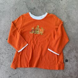 White Stag Women's Plus Size 26W/28W Orange Embroidered Pumpkin Top