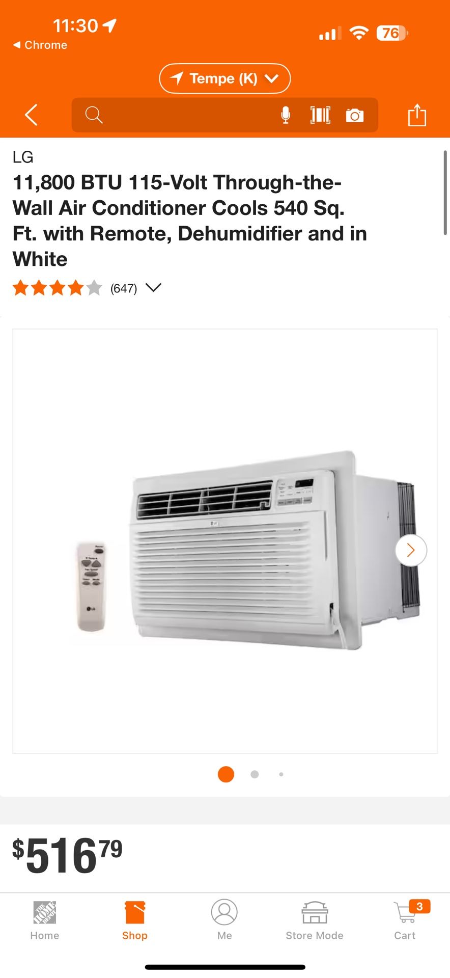LG 11,800 BTU 115-Volt Through-the-Wall Air Conditioner Cools 540Sq. Ft. in White new open box
