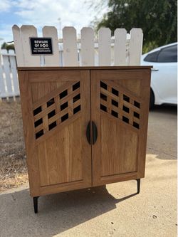 Walnut Brown Farmhouse Storage Cabinet