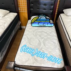 Twin Extra Firm Mattress And Box Spring Wooden Bed With Headboard