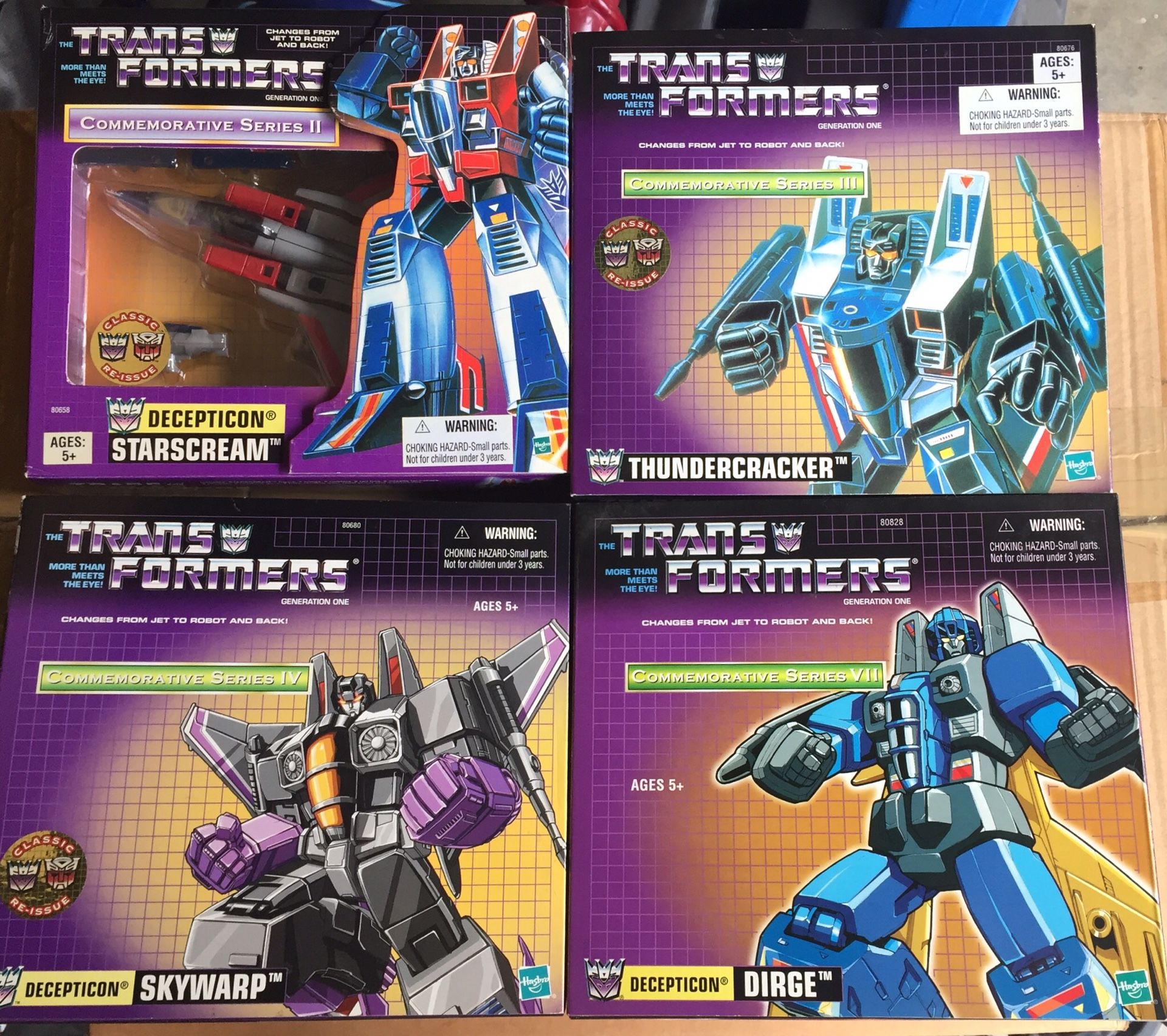 Transformers TRU Commemorative Reissue G1 MISB Starscream Skywarp Thundercracker Dirge